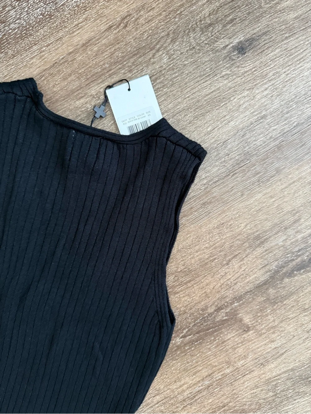 NWT J+L John + Jenn Black Rib Knit Ruffle Hem Sweater Dress XS | Stretch Midi